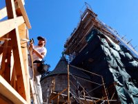 1010073504 ma nb GraceChurchSteeple  Ben Favazza, with Caddis Construction, assembles the wooden steeple which will be placed on top of the Grace Episcopal Church in New Bedford.   PETER PEREIRA/THE STANDARD-TIMES/SCMG : church, steeple